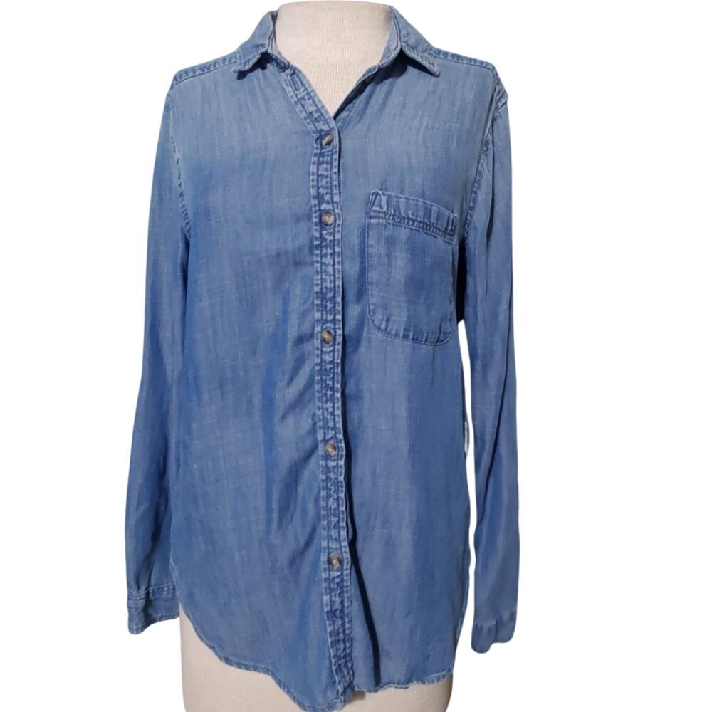 Boyfriend Fit Jean Button Down Top Size Small
